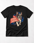 Frenchie Good From Here Ribbon Graphic T-Shirt in Black, flat lay product photo