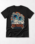 Shih Tzu Sunday in Stereo Retro Speaker Graphic T-Shirt in Black, flat lay product photo