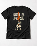 Frenchie Controlled Chaos Leash Knot Graphic T-Shirt in Black, flat lay product photo