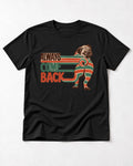 Pug Always Come Back Striped Body Graphic T-Shirt in Black, flat lay product photo