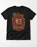 Pomeranian Petite Revolution Ornate Key Emblem Graphic T-Shirt in Black, flat lay product photo
