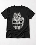 Pomeranian The Art of Being Seen Portrait Graphic T-Shirt in Black, flat lay product photo