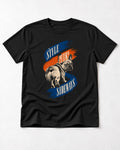 Frenchie Style Goes Sideways Graphic T-Shirt in Black, flat lay product photo