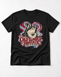 Husky Cold Blooded Romantic Heart of the Tundra Graphic T-Shirt in Black, flat lay product photo