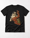 English Bulldog Kiss Later Frog Prince Graphic T-Shirt in Black, flat lay product photo