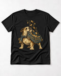 English Bulldog Change Keeper Coin Scarf Graphic T-Shirt in Black, flat lay product photo