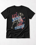 Let Kindness Hit Different Boxer Floral Collage T-Shirt in Black, flat lay product photo