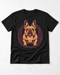 Frenchie Save the Center Oval Portrait Graphic T-Shirt in Black, flat lay product photo