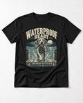 Labrador Retriever Waterproof Heart Lake Adventure Graphic T-Shirt in Black, flat lay product photo