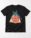 German Shepherd Dog I Was Reading That Open Book Graphic T-Shirt in Black, flat lay product photo