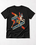 Made of Momentum Boston Terrier T-Shirt in Black, flat lay product photo
