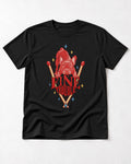 Fine Trouble Boston Terrier Matchstick Graphic T-Shirt in Black, flat lay product photo