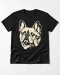 Frenchie Double Crop Side Eye Portrait Graphic T-Shirt in Black, flat lay product photo