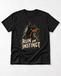 Doberman Run on Instinct Brush Slash Graphic T-Shirt in Black, flat lay product photo