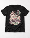 Shih Tzu Good Hair Club Salon Fan Graphic T-Shirt in Black, flat lay product photo