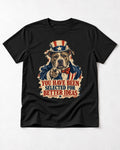 Pitbull You Have Been Selected for Better Ideas Uncle Sam Graphic T-Shirt in Black, flat lay product photo