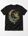 Boston Terrier Moonlit Mischief T-Shirt in Black, flat lay product photo