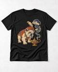 English Bulldog Magic Lamp Genie Graphic T-Shirt in Black, flat lay product photo