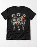 Pitbull No One Is Disposable Three Dogs Graphic T-Shirt in Black, flat lay product photo