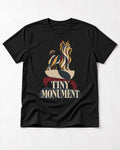 Yorkshire Terrier Tiny Monument Sculptural Plinth Graphic T-Shirt in Black, flat lay product photo
