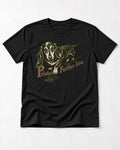 Dachshund Printed Further Along Footprint Graphic T-Shirt in Black, flat lay product photo