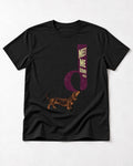 Dachshund Meet Me Down Here Letterform Loop Graphic T-Shirt in Black, flat lay product photo