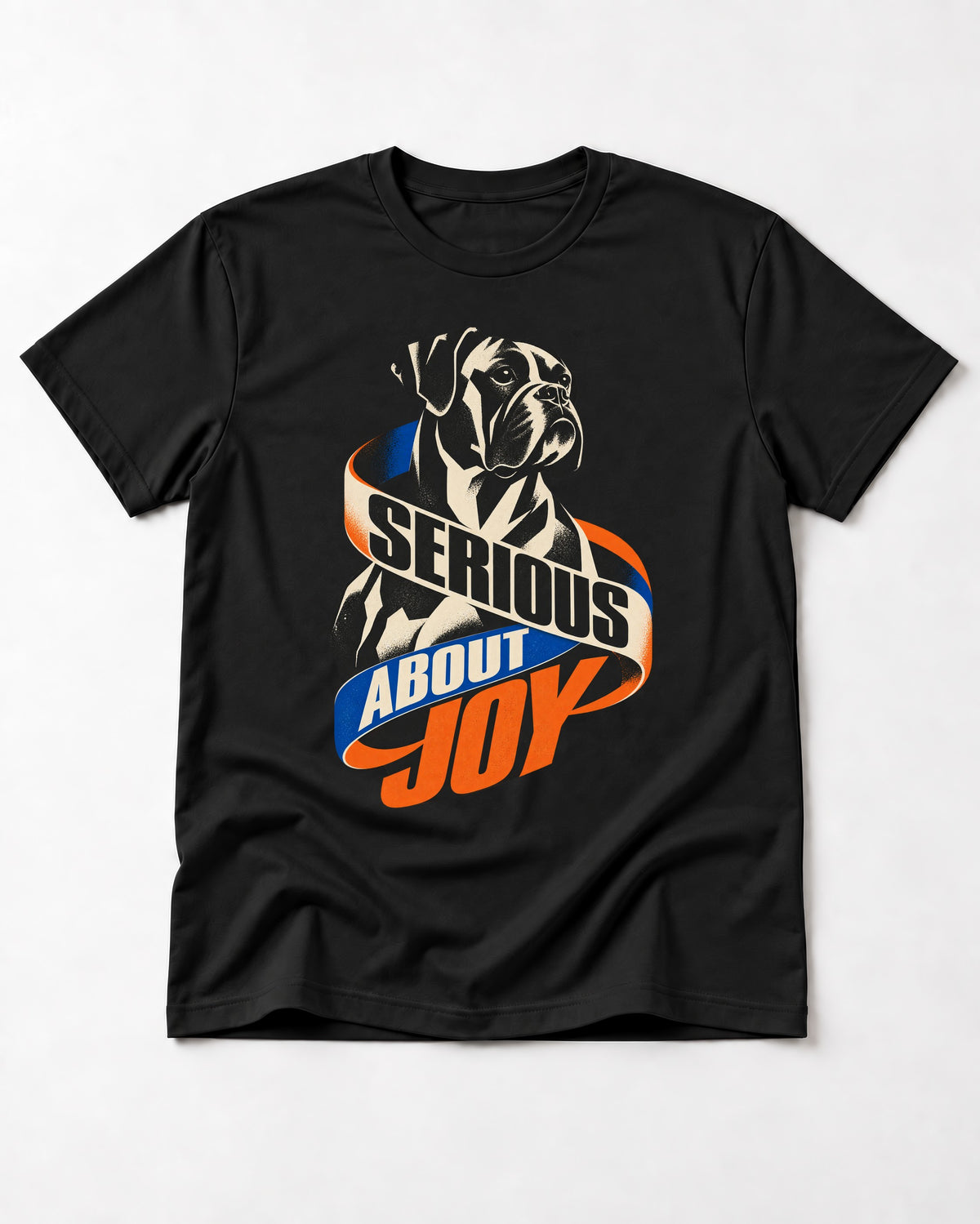 Boxer Serious About Joy T-Shirt in Black, flat lay product photo