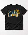 Same Beagle But New T-Shirt in Black, flat lay product photo