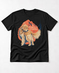 Golden Retriever No Perfect Ending Misregistration Graphic T-Shirt in Black, flat lay product photo
