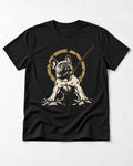 Frenchie Stubborn Leash Monument Graphic T-Shirt in Black, flat lay product photo