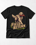 Golden Retriever Field Return Training Dummy Graphic T-Shirt in Black, flat lay product photo