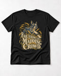 Far From the Madding Crowd Boston Terrier T-Shirt in Black, flat lay product photo