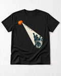 Pug Let Light In Camera Obscura Graphic T-Shirt in Black, flat lay product photo