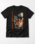 Corgi This Way Close Rubble Graphic T-Shirt in Black, flat lay product photo