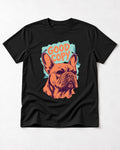 Frenchie Good Copy Stapled Zine Graphic T-Shirt in Black, flat lay product photo