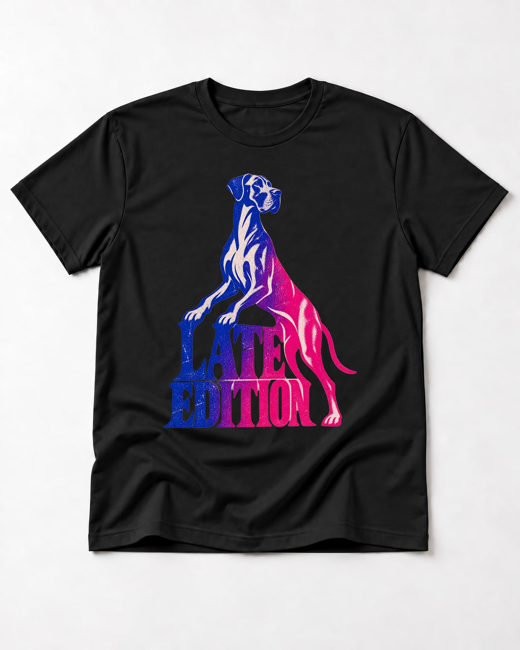 Great Dane Latest Edition Gradient Graphic T-Shirt in Black, flat lay product photo