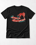 German Shepherd Dog Patrol Complete Umbrella Graphic T-Shirt in Black, flat lay product photo