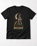 Build A Better Distance Moon Woodcut German Shepherd Dog Graphic T-Shirt in Black, flat lay product photo