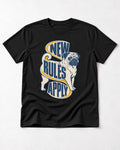 Pug New Rules Apply Ribbon Graphic T-Shirt in Black, flat lay product photo