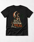 Make A Clean Break Crescent Botanical German Shepherd Dog Graphic T-Shirt in Black, flat lay product photo
