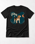Left Looks Right Beagle Abstract Shapes T-Shirt in Black, flat lay product photo