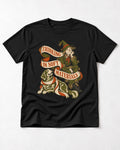 Golden Retriever Thinking in Soft Materials Scarecrow Graphic T-Shirt in Black, flat lay product photo