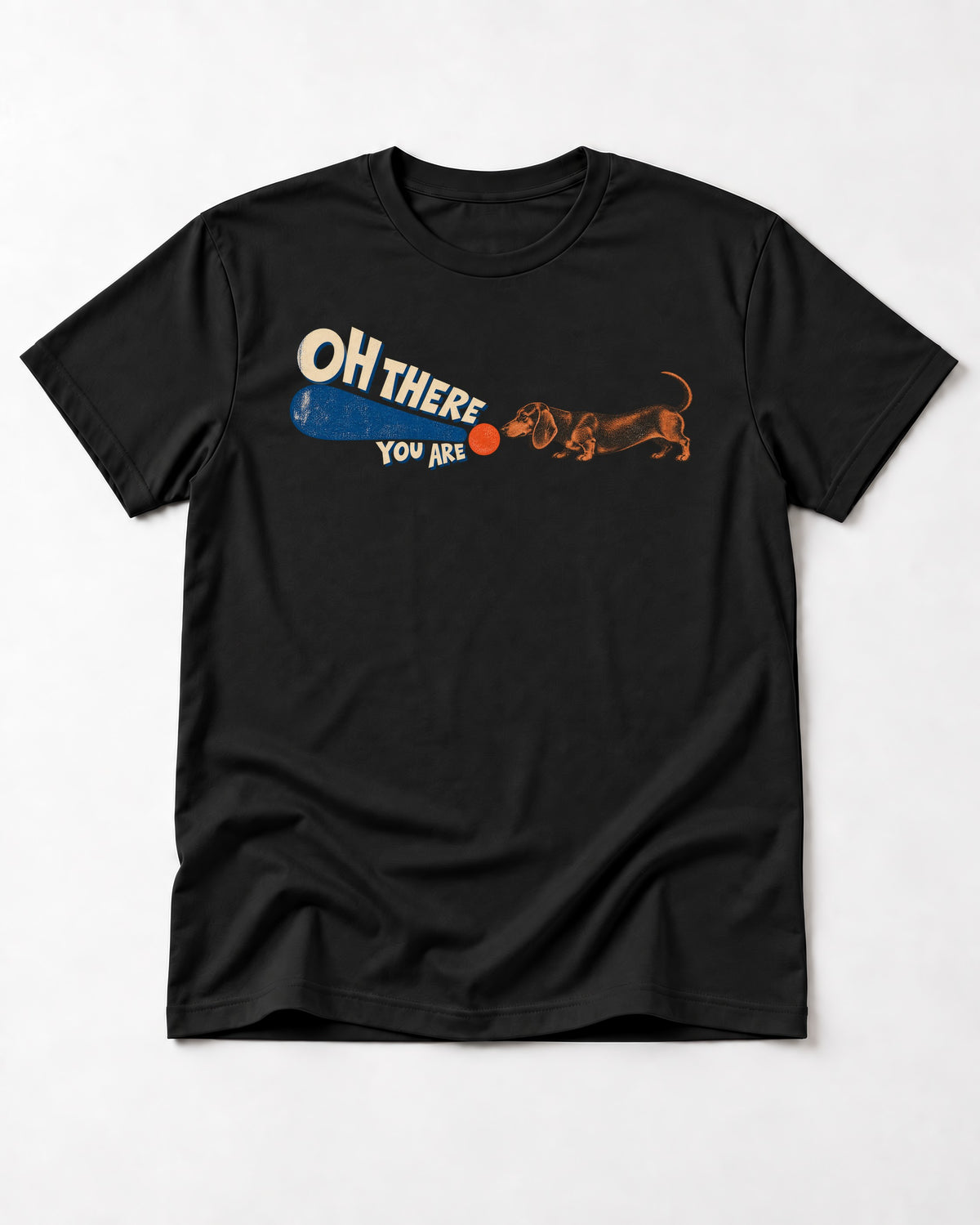 Dachshund Oh There You Are Ball Graphic T-Shirt in Black, flat lay product photo