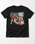 Frenchie Better Out of Line Running Graphic T-Shirt in Black, flat lay product photo