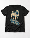 Pug Short Coat Long Receipt Graphic T-Shirt in Black, flat lay product photo