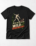 Yorkshire Terrier Wild but Appointment Only Jungle Calendar Graphic T-Shirt in Black, flat lay product photo