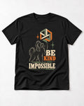 Shih Tzu Be Kind and Impossible Geometric Cube Graphic T-Shirt in Black, flat lay product photo
