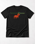 Dachshund The Bottom Opens Signpost Graphic T-Shirt in Black, flat lay product photo