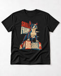 Small Frame Big Signal Boston Terrier T-Shirt in Black, flat lay product photo