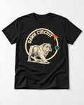 English Bulldog Dawn Circuit Emblem T-Shirt in Black, flat lay product photo